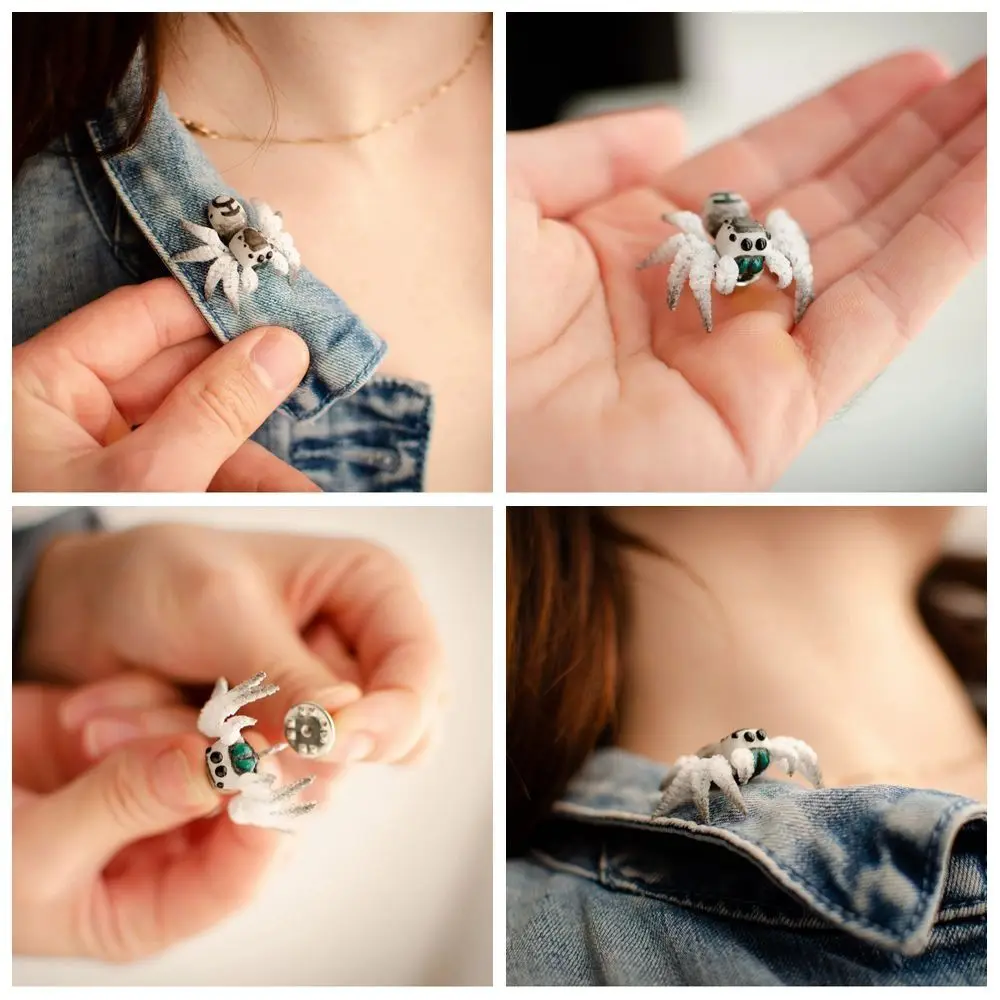 Хэллоуин Паук Булавки Брошь Сплав Сумочка Аксессуары Прыгающий Серый Цвет