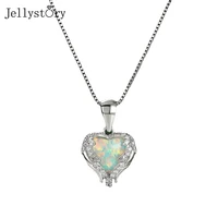 jellystory angel wings opal necklace for women 925 sterling silver heart shaped pendant wedding anniversary fine jewelry gifts