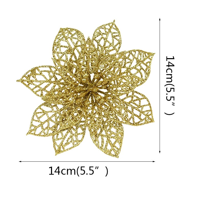 5/10 шт. рождественский цветочный орнамент блестящая искусственная цветочная