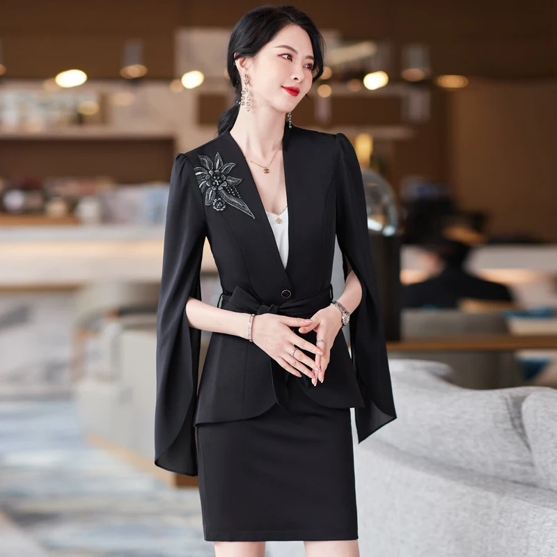 Korean spring  suit large size office women business white-collar formal professional dress work clothes Light blue suit skirt