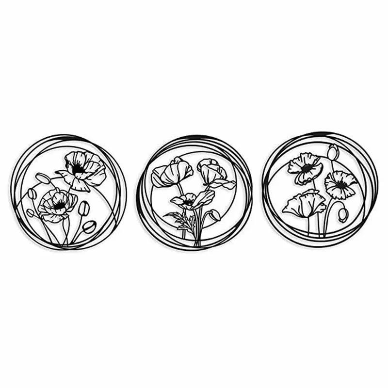 

3pcs Poppy Wall Decoration Metal Wall Art Flower Set Metal Wall Art Flowers Metal Art Large For Home Living Room Dector