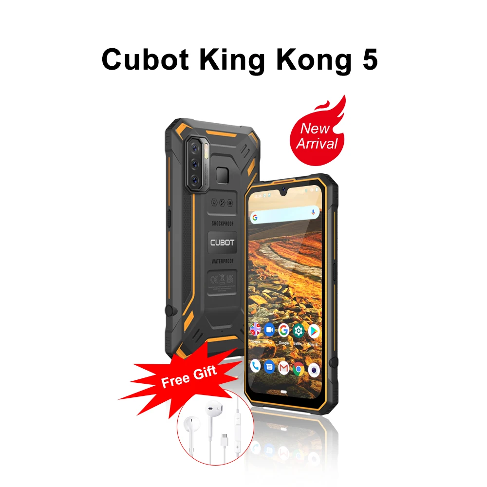 

Cubot KingKong 5, Smartphone 5000mAh Rugged Phone IP68 Waterproof 48MP Triple Camera Android 11 NFC 4GB+32GB FACE ID Unlock