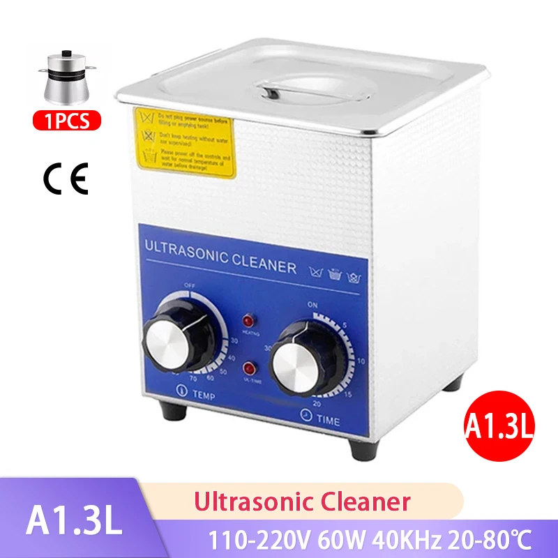 

Digital Ultrasonic Cleaner 1.3L 60W Sonicator Bath 40Khz Degas for Gold Silver Jewelry Glasses Necklace Oxides Rust Oil Washer