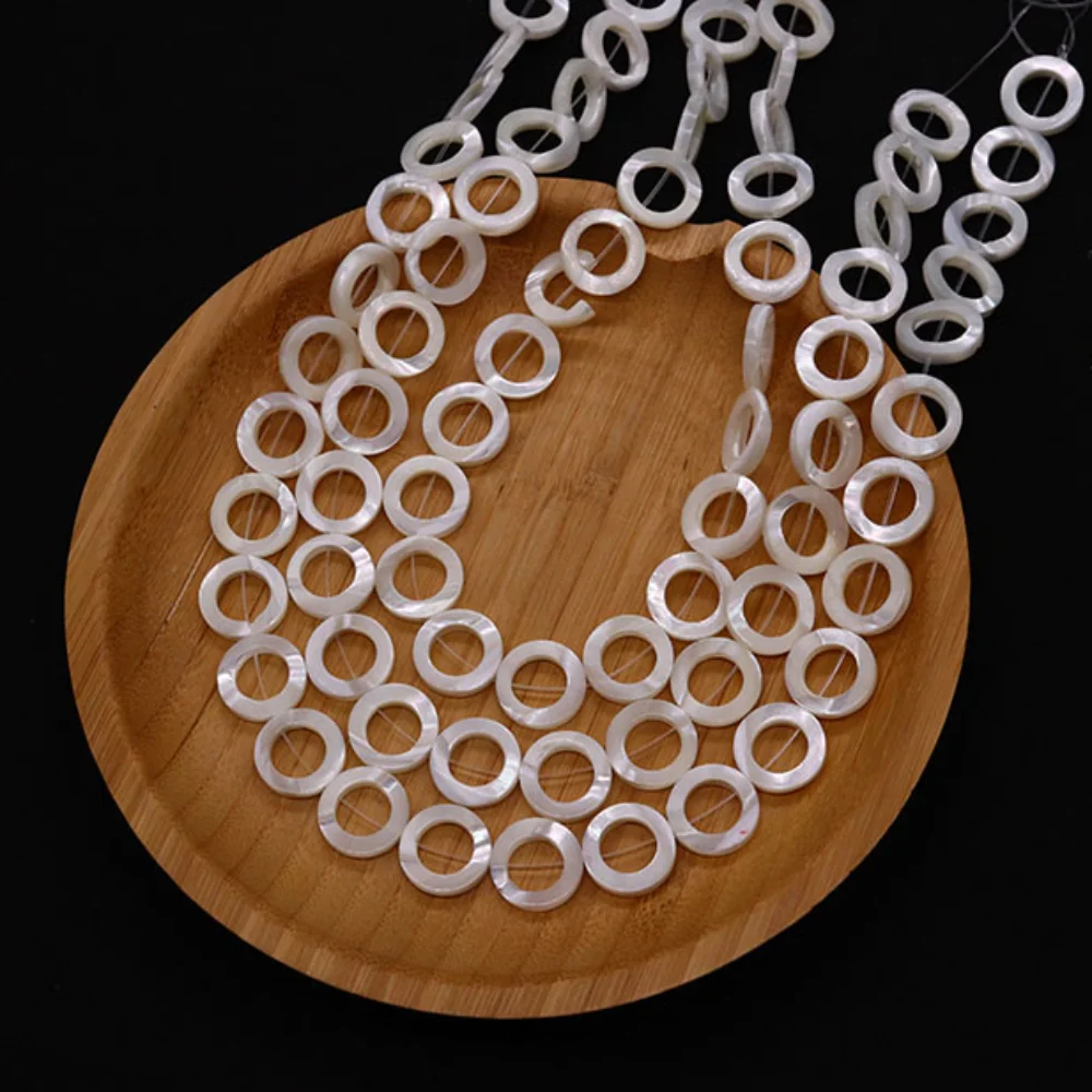 

Бусины-шармы с перламутром, натуральный белый жемчуг перламутрового цвета, кольцо с геометрическим интервалом, для самостоятельного изготовления серег, браслетов, аксессуары, 15 мм