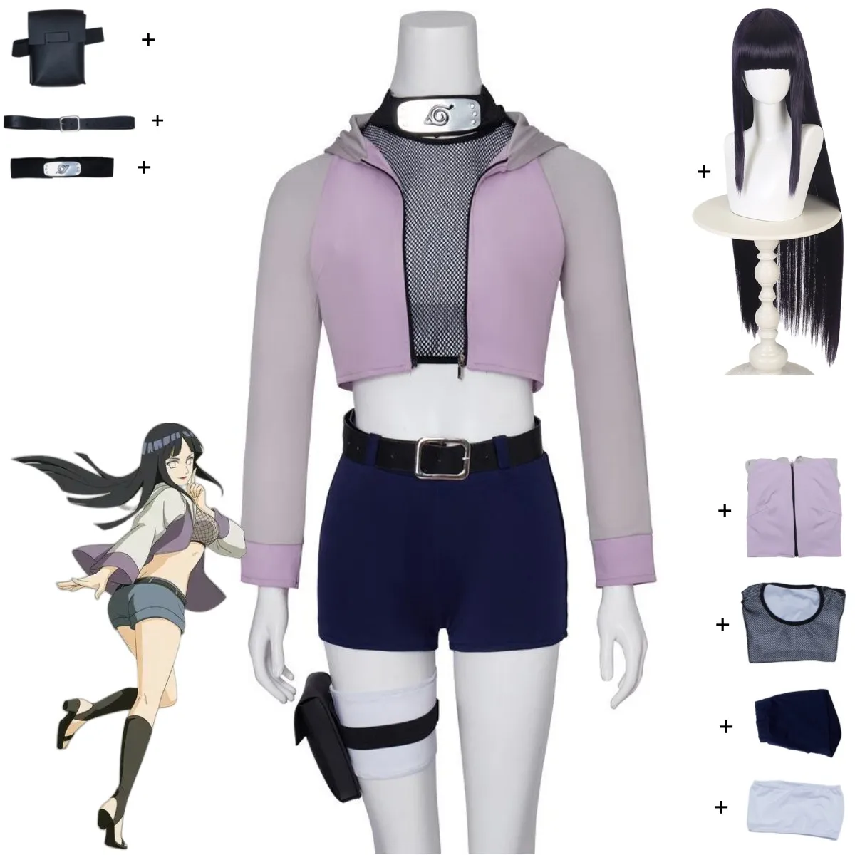 Аниме Хьюга Хината Косплей Костюм Ичику Фиолетовые толстовки с капюшоном Пальто