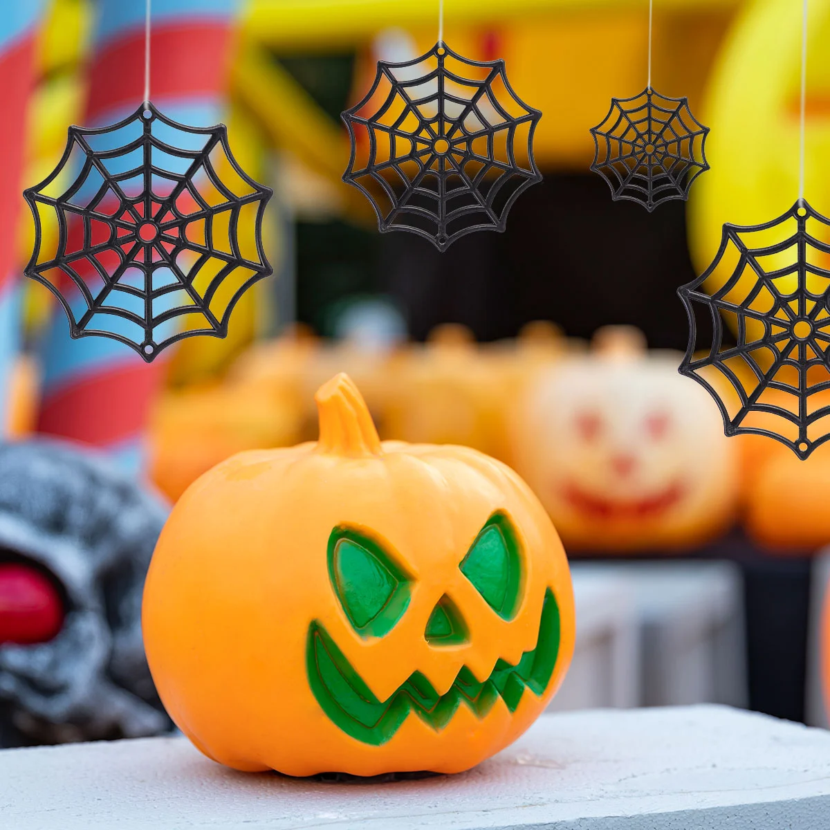 

Паук, украшения для Хэллоуина, пластиковые подставки для паутины, пауки, украшение, черные светящиеся принадлежности, подвесные праздничные сувениры