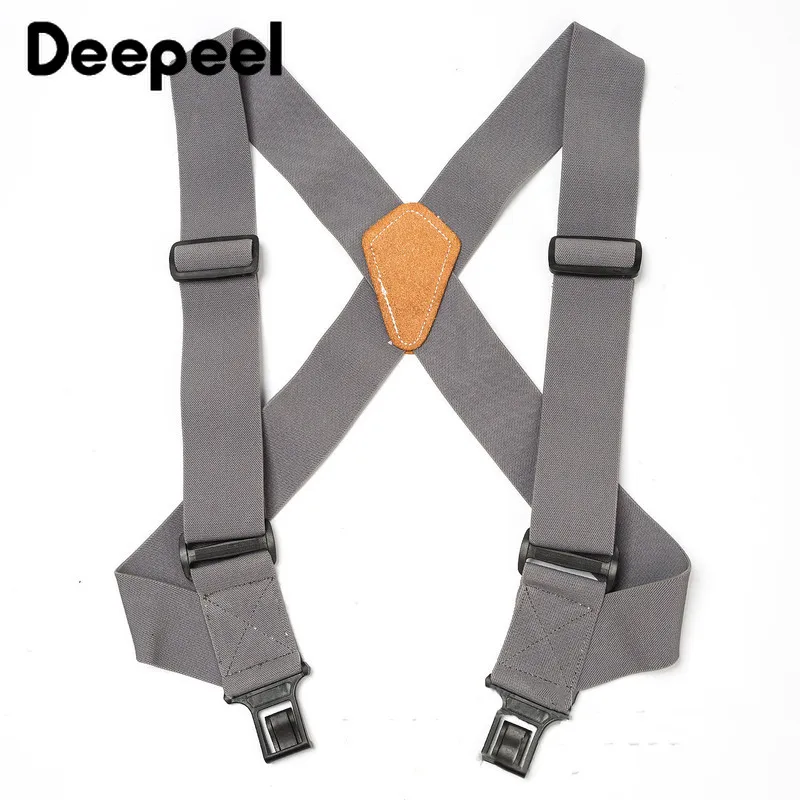 1Pc Deepeel Fashion 5cm*120cm Men's Polyester Elastic Wide Suspenders Adjustable X-Back Braces Solid Color Male Adult Suspender