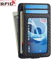 vannanba money clip slim front pocket wallet carbon fiber rfid blocking minimalist id card holder for men womencarbon black