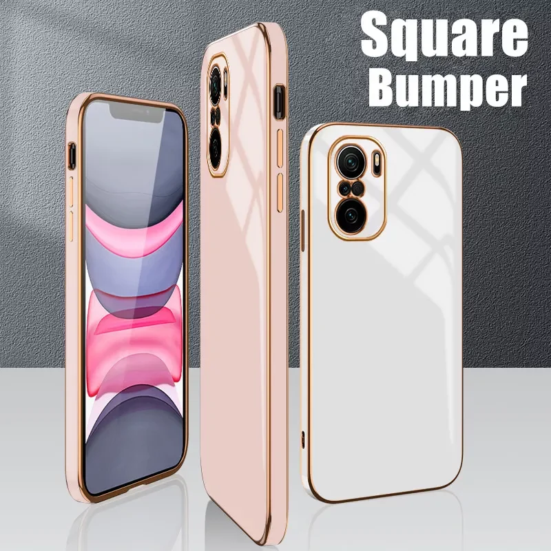 

Free Shipping For Xiaomi 11T 12 Redmi Note 11 10 9 Pro Max 8 9S 9T 9A X3 M3 F3 Square Thin Cover Plating Soft Silicone Phone Ca
