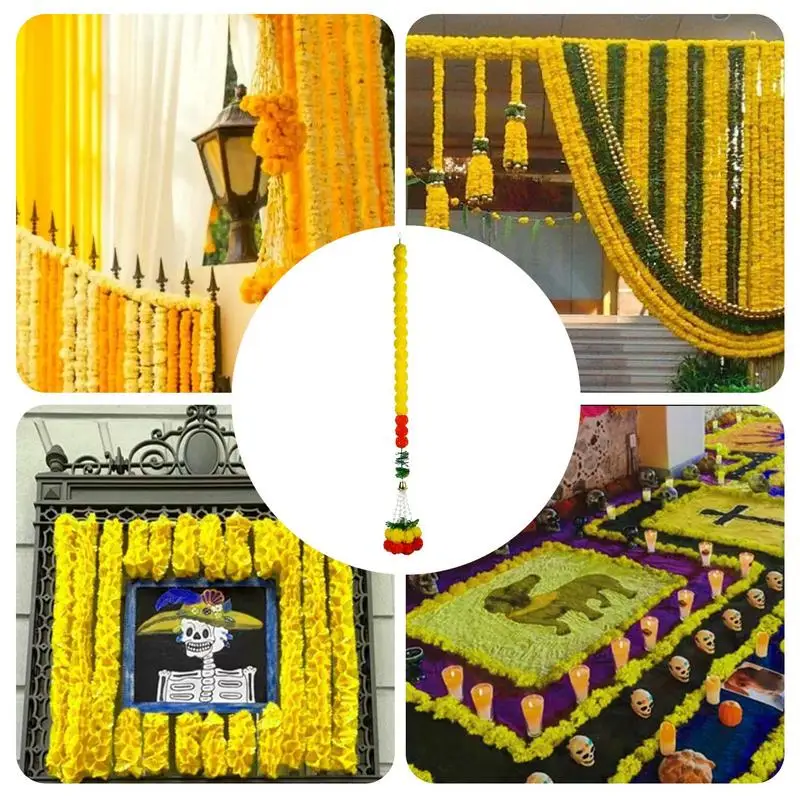 Цветочная гирлянда 5 футов цветы календулы гирлянды Дивали цветочные украшения