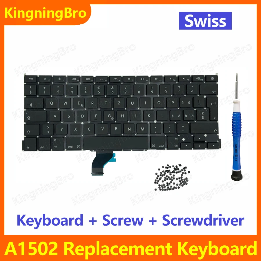 

Новая сменная клавиатура с винтовой отверткой для Macbook Pro Retina 13 дюймов A1502 швейцарская клавиатура 2013 2014 2015 года