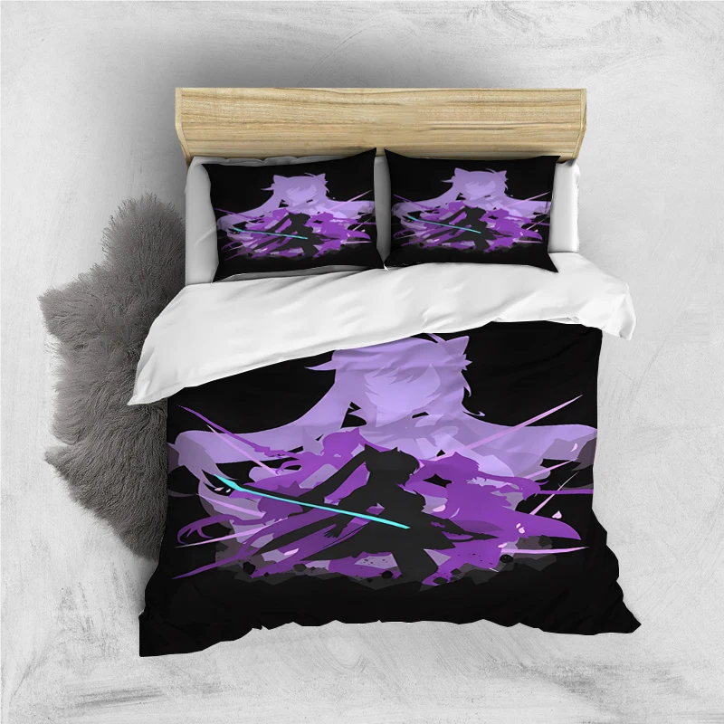 

Genshin Impact Print Three Piece Bedding Set Fashion Article Children or Adults for Beds Quilt Covers Pillowcases Bedding Set