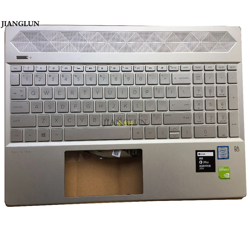 JIANGLUN Laptop Palmrest Top Case Cover With US Layout Keyboard For HP 15-CS 15-CS0061ST L24752-001 Silver Color