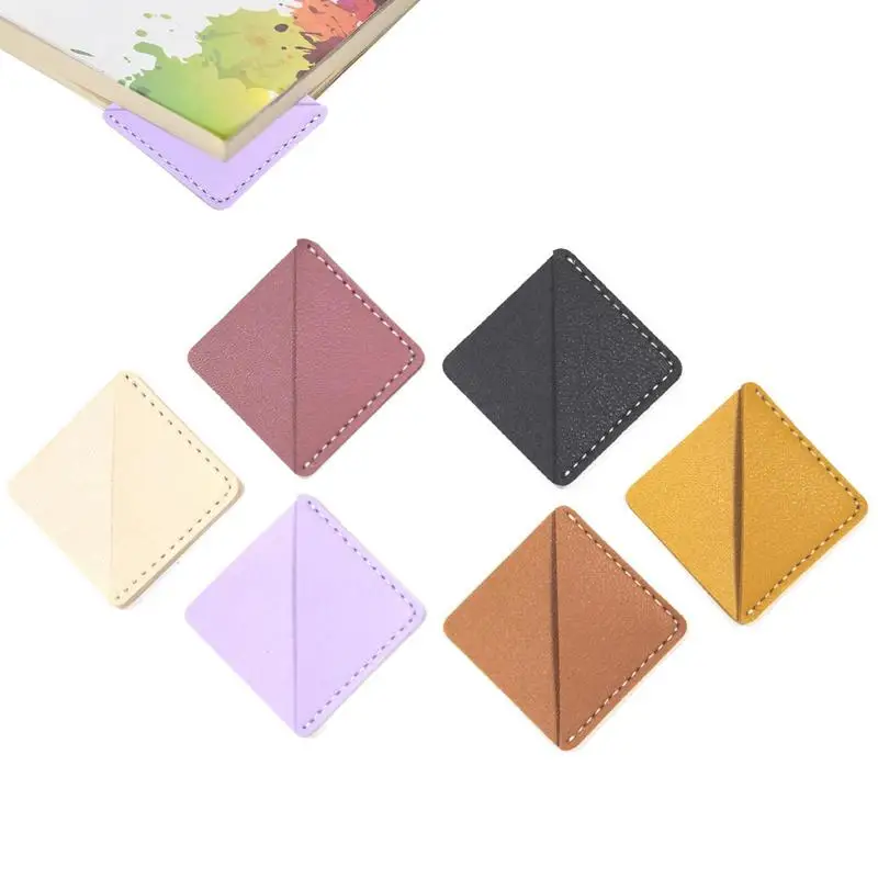 

Bookmark 6PCS Corner Bookmarks For Books PU Leather Rhombus Bookmark Corner Page Book Marks Book Reading Gift For Book Lovers