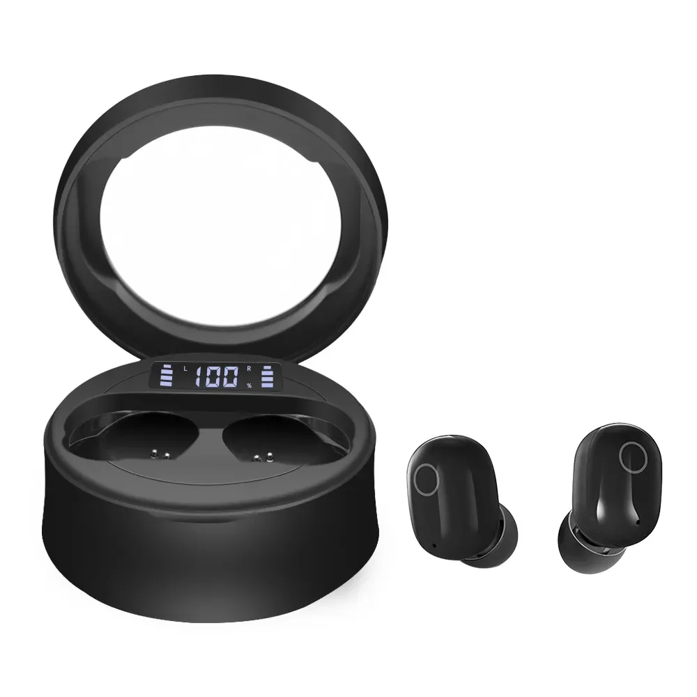 

Наушники беспроводные LED с микрофоном 5.0 гарнитура для бега ABS,чёрный