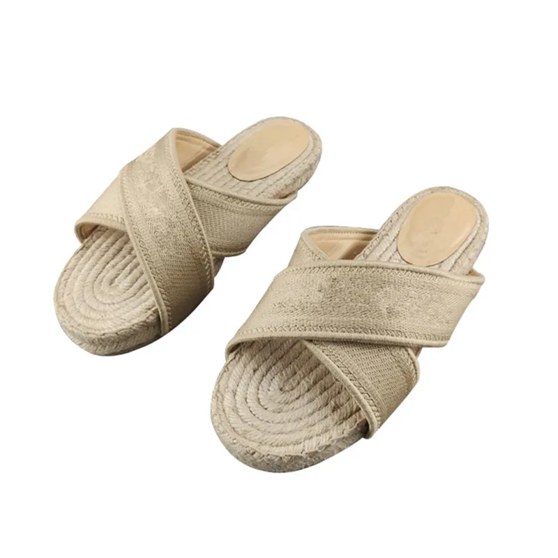 

Summer Flat Women's Shoes Wear Out Fashion Embroidered Woven Cross Strap Colorblock Slippers Ladies Casual Sandals Flip Flops