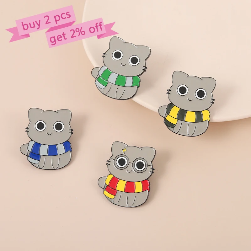 Волшебная школьная эмалированная булавка в виде кошки на заказ милый котенок