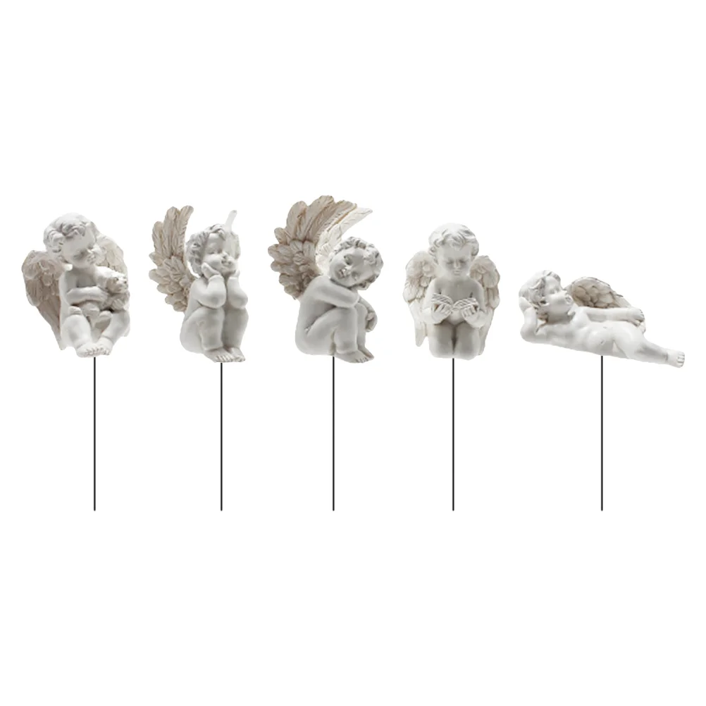 

5 Pcs Fairies Figurines Cupid Flower Arrangement Resin Craft Garden Adornment Jupiter Statue Model Ornament Decor Baby