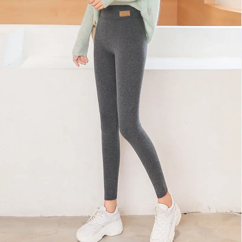 Winter High-Rise Leggings Knitted Casual Tightening Pants New Thickened Plus Plush Ladies Warm Black Pants Leggings for Women