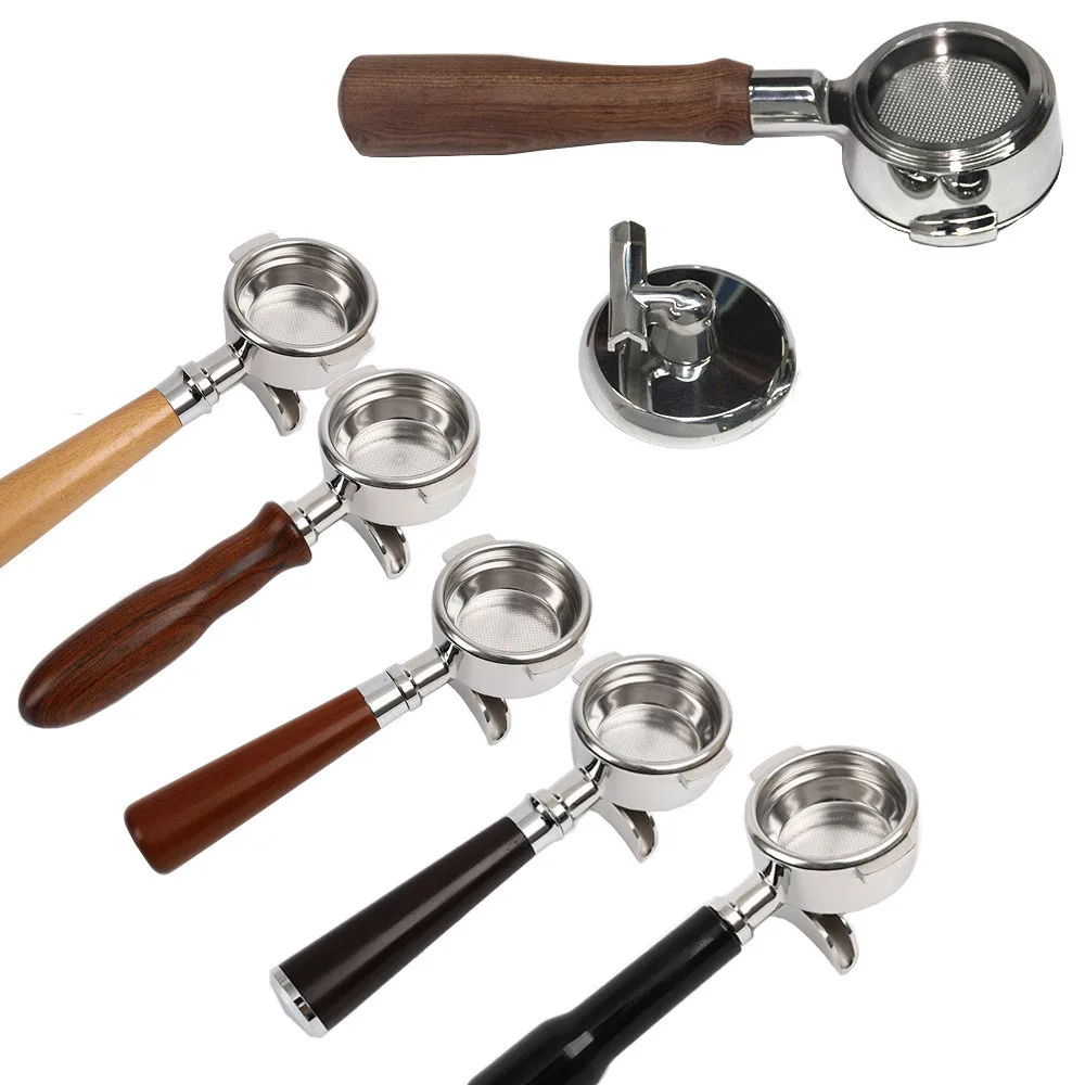 

54MM Portafilter Bottomless Filter Holder for Breville Coffee Machine Stainless Steel Stand Wood Handle Coffeeware Accessories