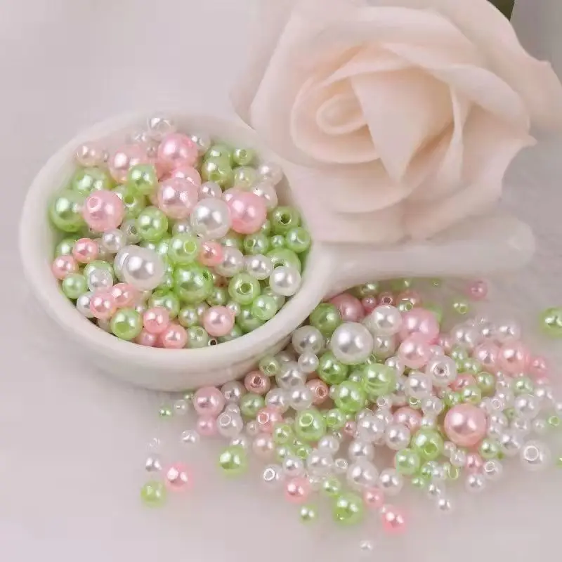

3mm-10mm 20g Mixed Size High Quality Perforated Color ABS Imitation Pearl Jewelry Earrings Bracelet Necklace Loose Pearls