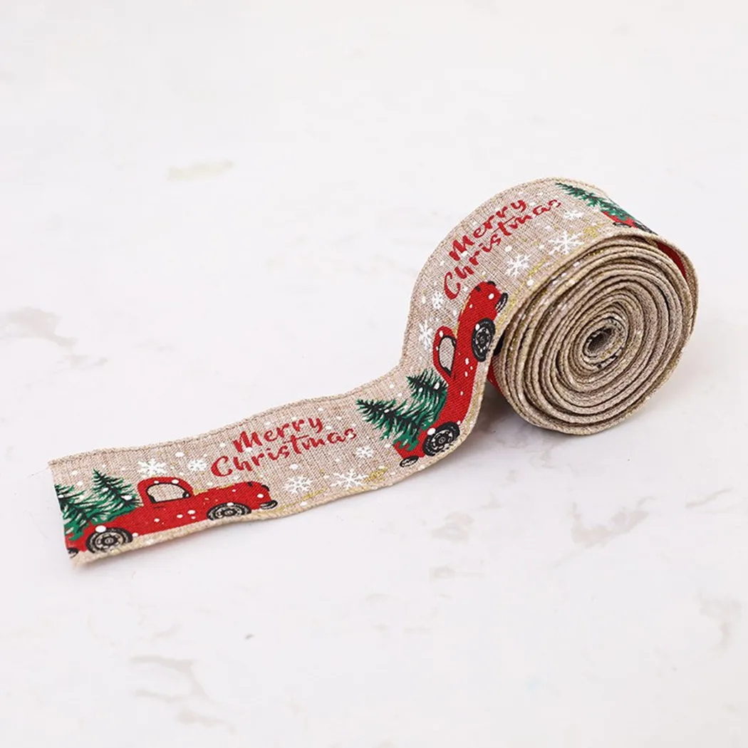 

Merry Christmas Linen Ribbon Home Decoration 2 M/Roll Bows Snowflake Xmas Tree Elk Decor DIY Sewing Fabric Weddings, Birthdays