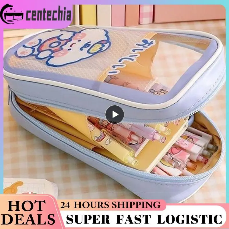 

Waterproof And Dustproof Pencil Storage 88.8g Large Capacity Stationery Box Double-head Zipper Transparent Pencil Bag Pencil Box