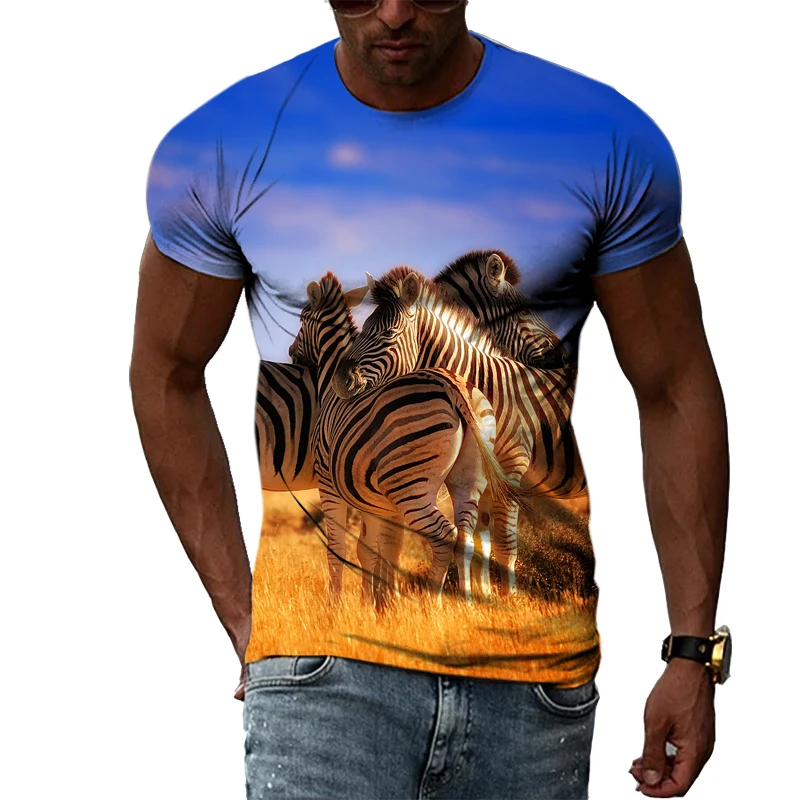 

Summer Fashion Animal Zebra graphic t shirts For Men Casual Personality 3D Printed T-shirt Trendly Original O-neck Short Sleeve