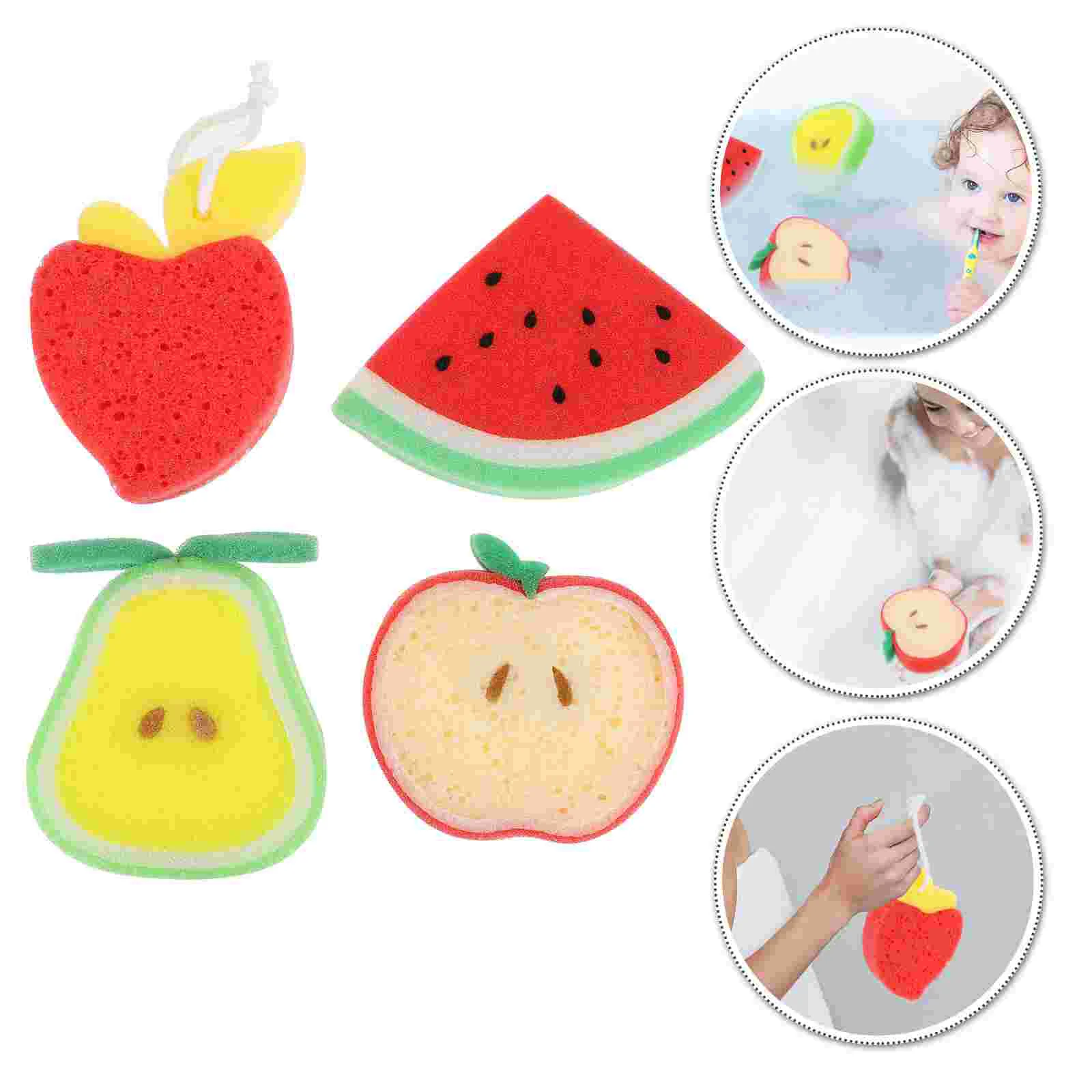 

4pcs Children Fruit Shaped Shower Balls Bath Balls Sponge Brushes Supplies