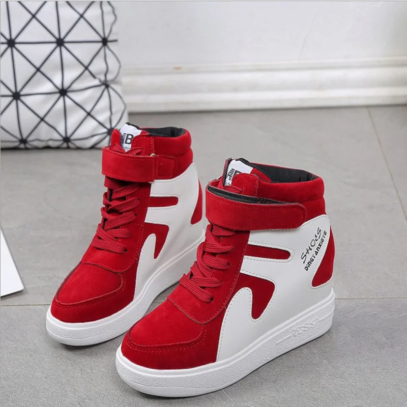 

red sneakers women 2021 High top Platform Sneakers women Casual Wedges shoes Womens Shoes Black Platform Vulcanize Shoes Women