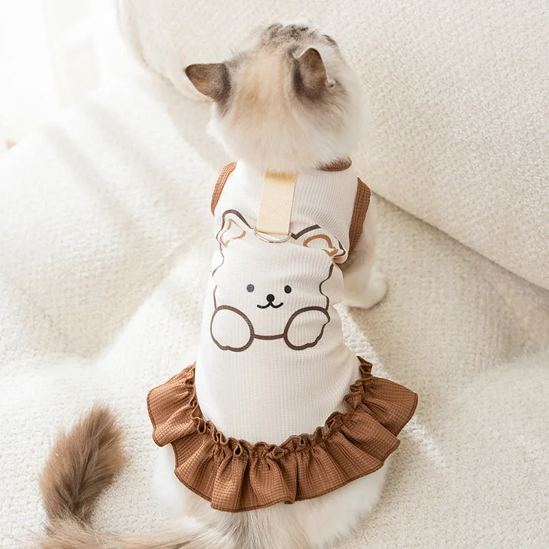 

Женская одежда с милым рисунком котят и щенков, Милая юбка для маленьких и средних собак, удобный жилет для чихуахуа, йоркширского терьера