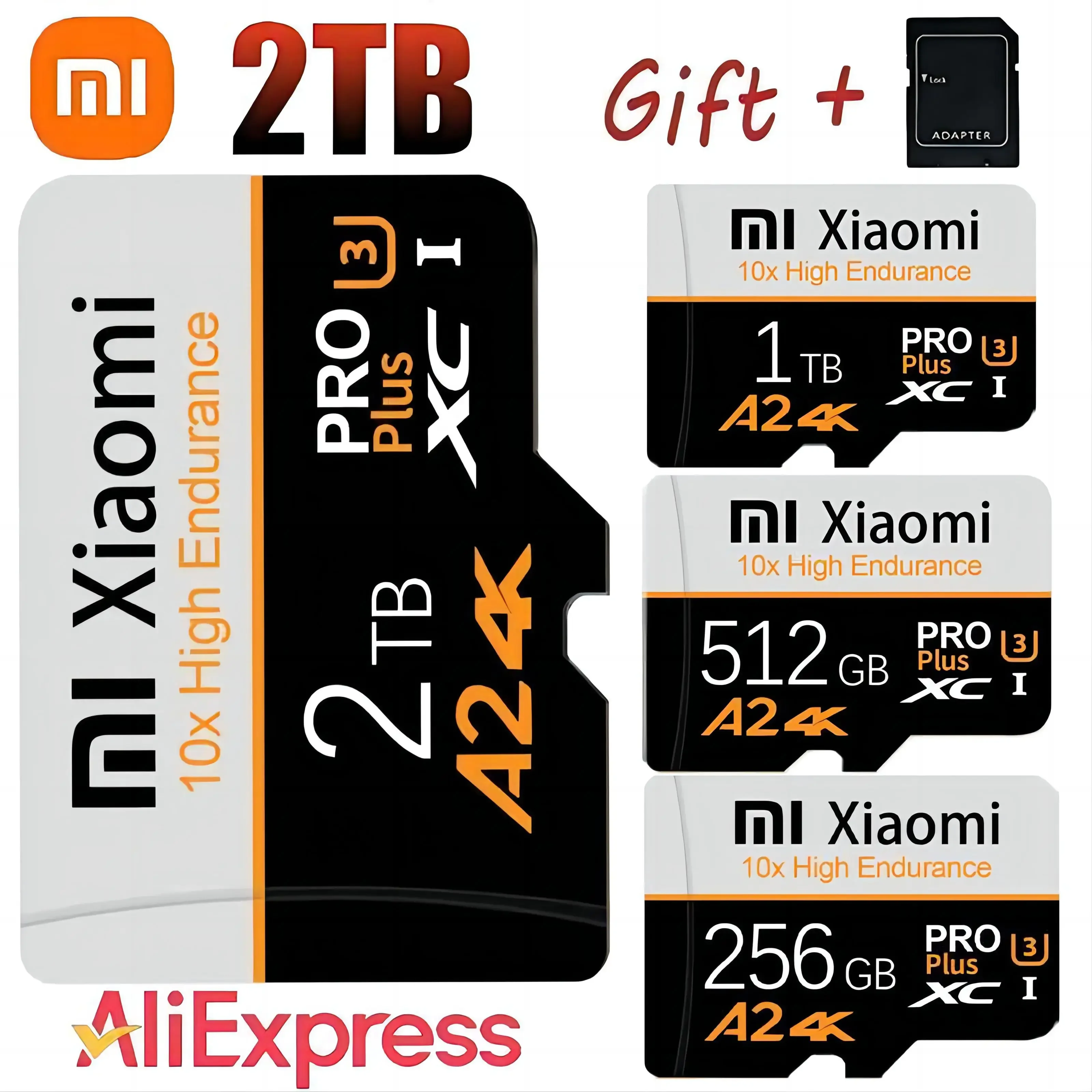 Высокоскоростная SD-карта памяти 128GB 256GB 64GB MicroSD U3 A2 TF Flash Card для камеры телефона Xiaomi