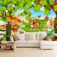 custom 3d mural wallpaper for kids room cartoon forest animals wall paper home decor for childrens bedroom wall painting fresco