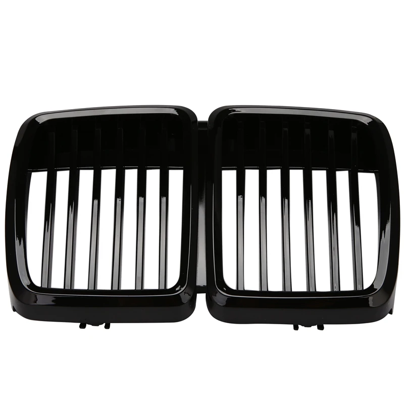

Pair Gloss Black Front Bumper Kidney Grille Grilles Replacement For-BMW E30 1982-1994 51131884350 51131916504