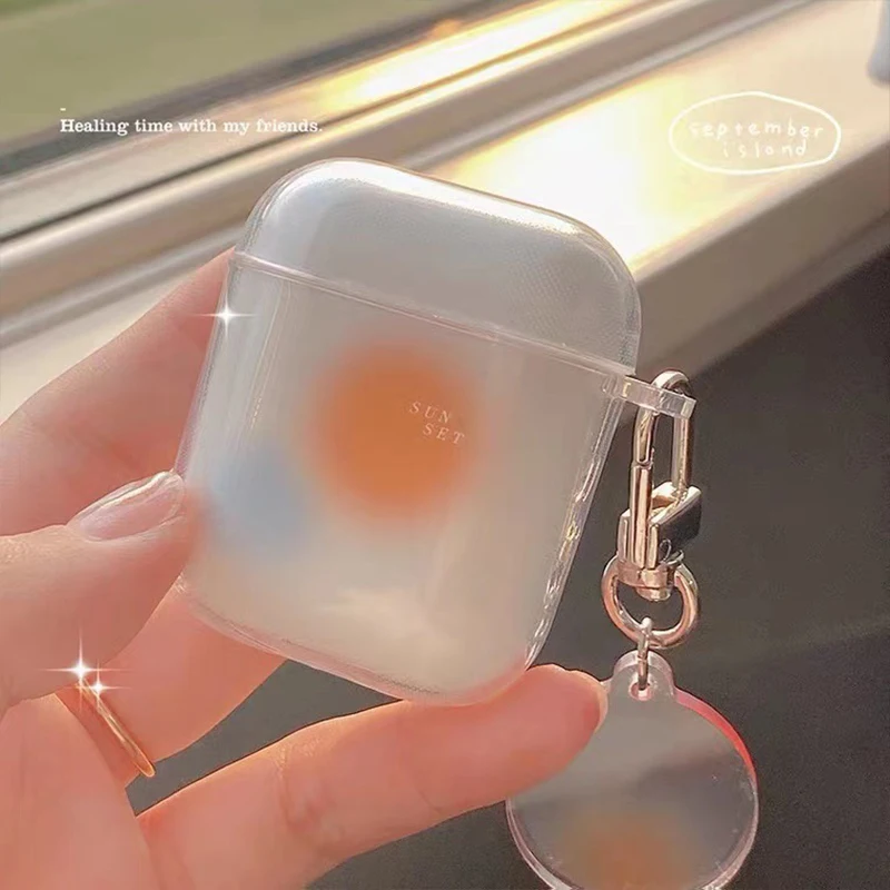 

Чехол для наушников AirPods 3, милый чехол с изображением заката и цветов, для AirPods Pro 3, 2, 1, футляр для зарядки наушников с брелоком