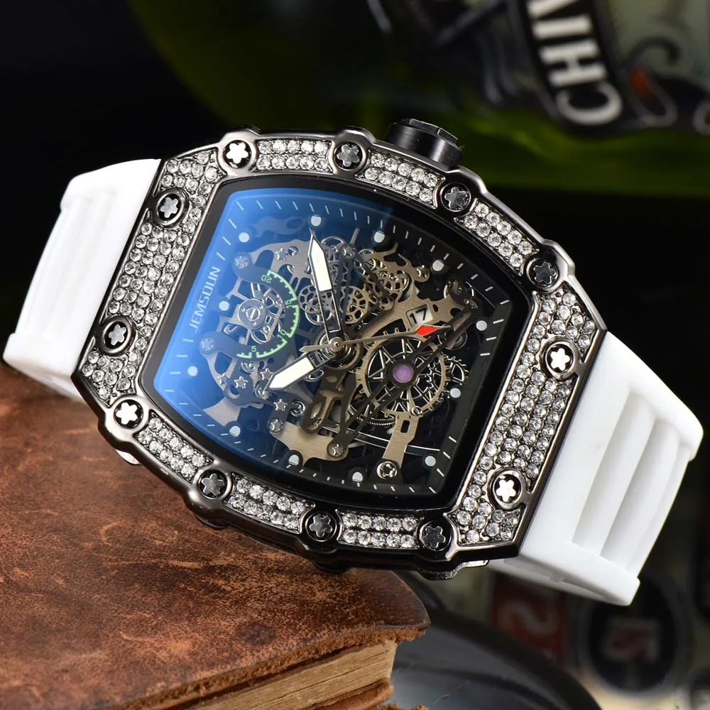 

New Original Brand Tonneau Watches for Mens Hip Hop with Diamond Bling Quartz Watch Luxury Iced Out Sprots AAA Jewelry Clocks