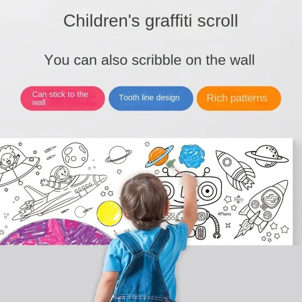 

Детская цветная бумага для граффити, рулон цветной бумаги для рисования, «сделай сам», клейкая цветная бумага для рисования, стены, цветные ...