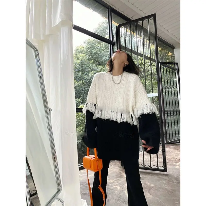 Korejepo корейский осенне-зимний свитер с бахромой женский индивидуальный уличный