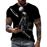 fegkzli mens short sleeve t shirts punk style tops 3d printed space travel astronaut cool summer t shirt