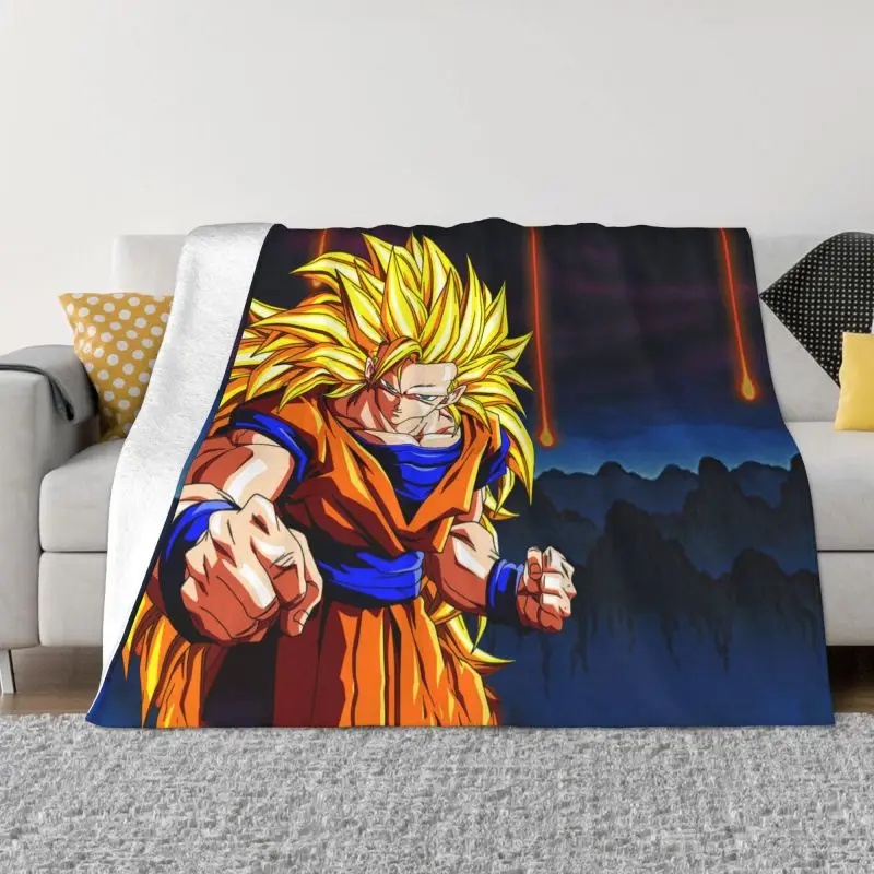 

Теплое Флисовое одеяло Goku, мягкое Фланелевое покрывало в стиле аниме, для спальни, дивана, весна-осень