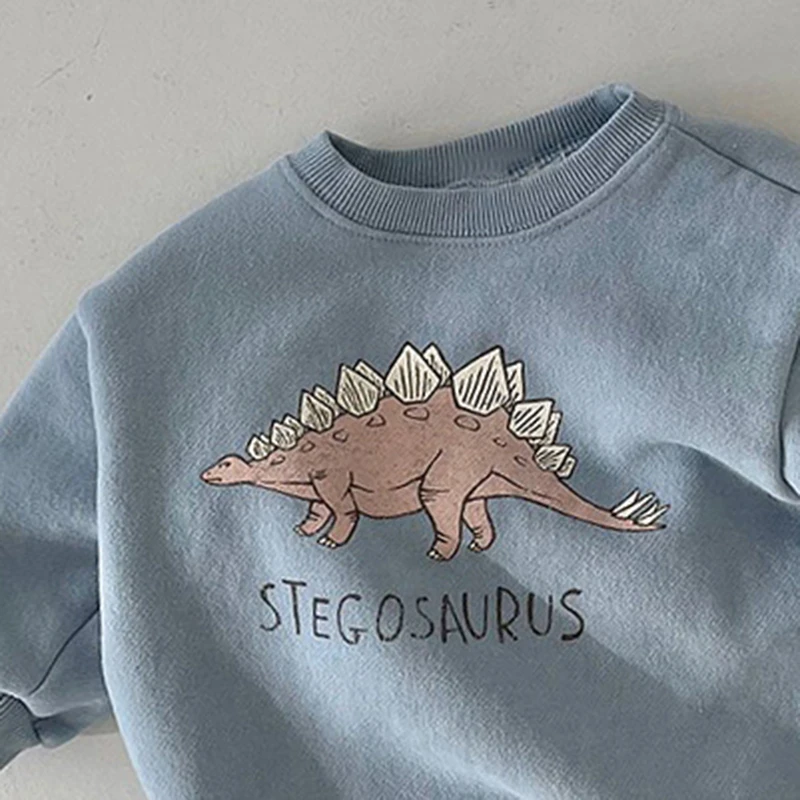 2022 New Winter Baby Girl Boy Romper cartoon dinosaur Long Sleeves Terry sweater Triangle Jumpsuit Kids Clothes E2581