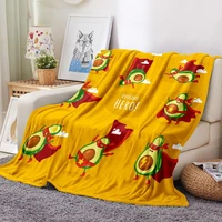 3d print avocado fluffy blanket green fruit flannel blanket home textile nap office yellow background sherpa blanket