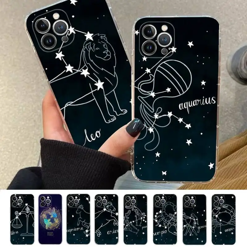 

Constellation Zodiac Signs Phone Case For iPhone 14 11 12 13 Mini Pro XS Max Cover 6 7 8 Plus X XR SE 2020 Funda Shell