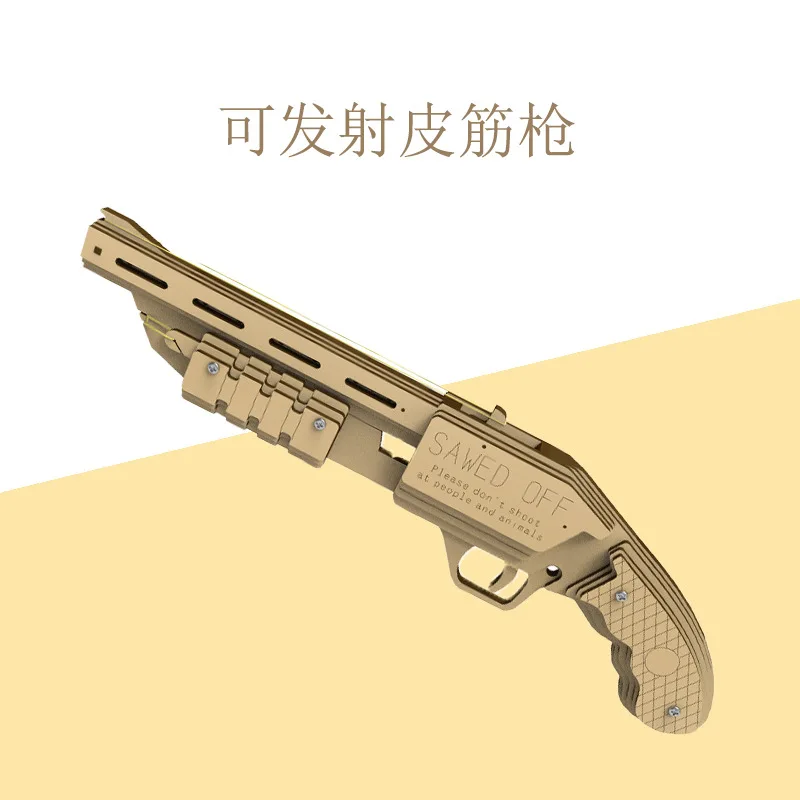

DIY wooden Revolver Scatter with Rubber Band Bullet Wooden Model Building Block Kit Assembly Toy Gift Children Adult Fun Shootin