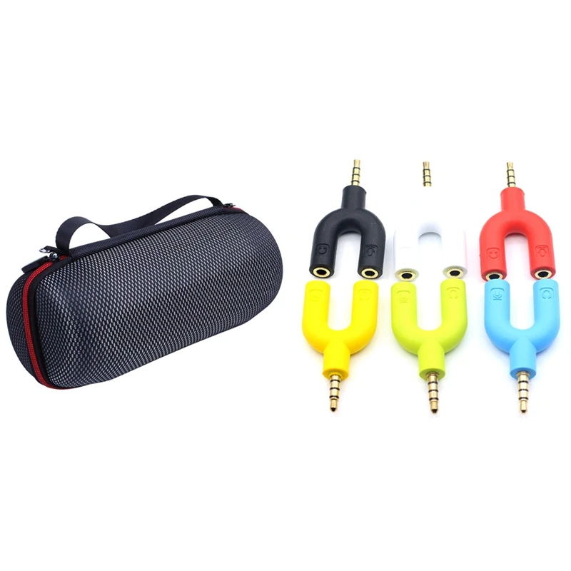 

Жесткий чехол для переноски EVA для JBL Charge3 и 3,5 мм U-образный аудио-кабель для микрофона разветвитель адаптер конвертер (случайный цвет)