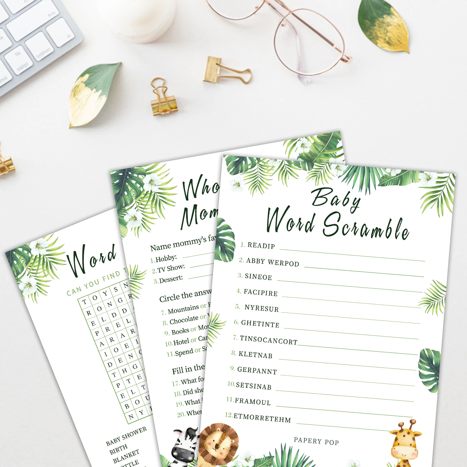 

10Pcs Kids Question and Answer Game Cards Cartoon Animals Jungle Baby Shower Party Paper Invitations Cards Birthday Party Decors