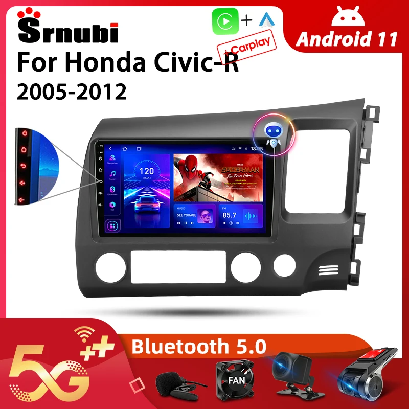 

Srnubi Android 11,0 автомобильное радио для Honda Civic-R 2005-2012 мультимедийный видеоплеер 2Din 4G GPS навигация Carplay DVD головное устройство