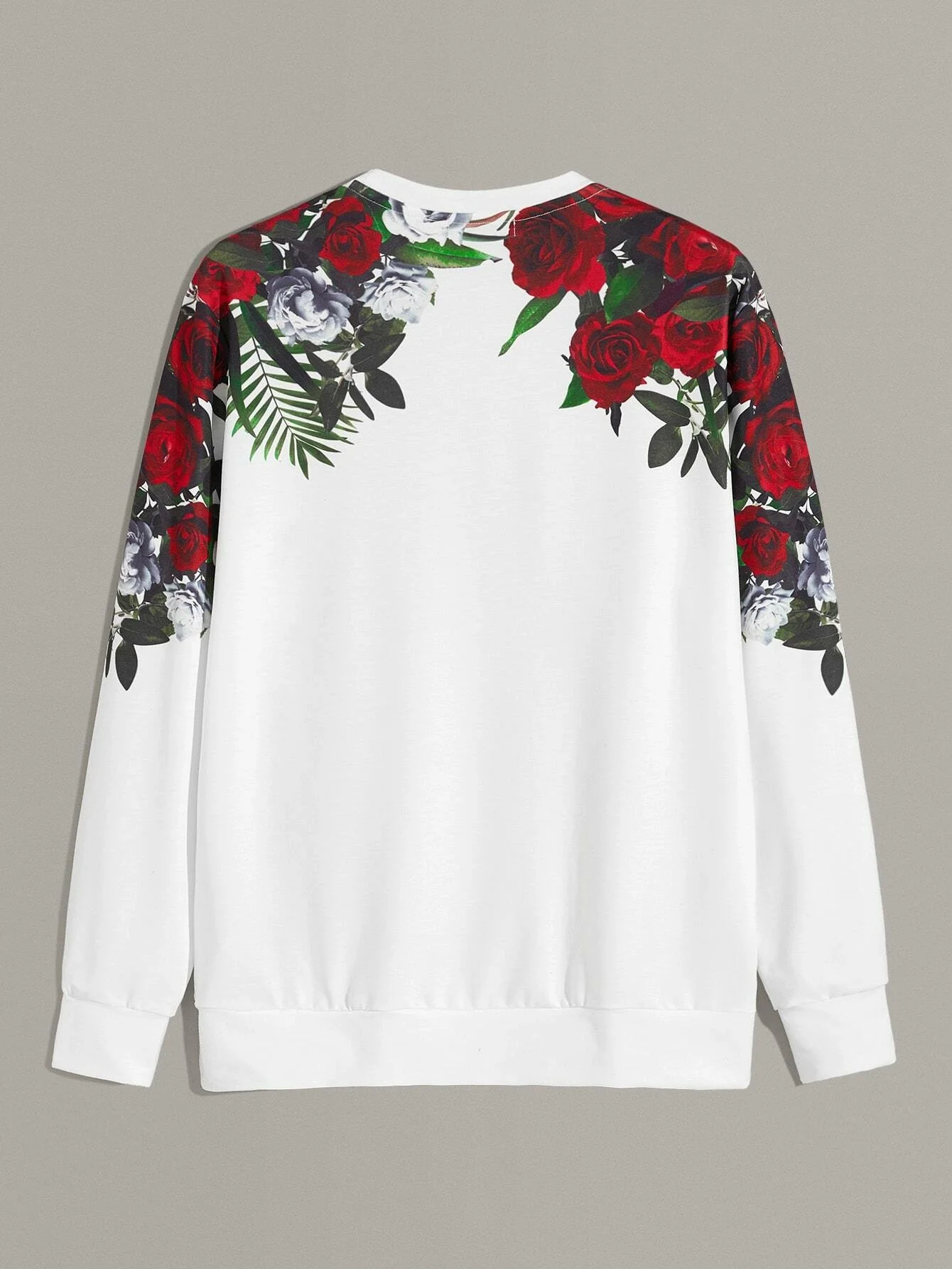 

2022 new Men Crew Neck Slogan and Floral Graphic Sweatshirt