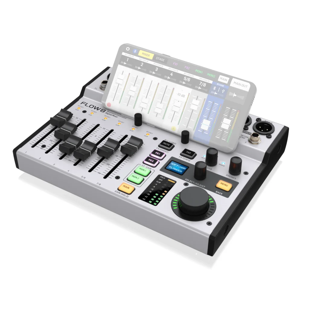 BEHRINGER FLOW8 Цифровой микшер с 8 входами USB/аудиоинтерфейс фантомным питанием 48 В для