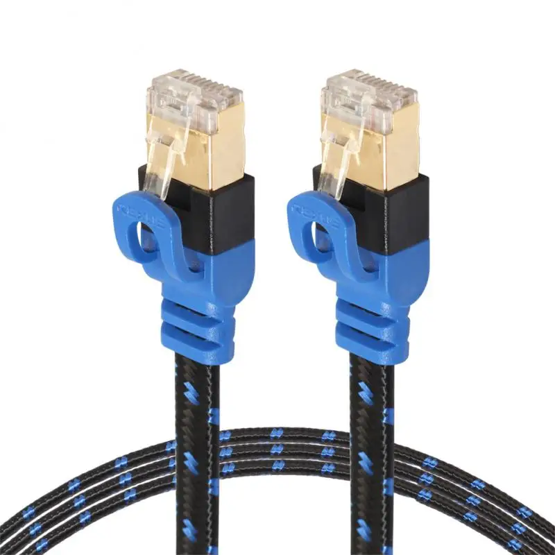 

CAT7-2 Flat 10G Ethernet Cables RJ45 Network Cable Double Shielded Pure Copper PC Laptops High Speed Patch Cord 0.5/1/2/5/10 M